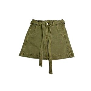 American Eagle Paperbag Waist High Rise Skirt Green With Tie Belt Women’s 0